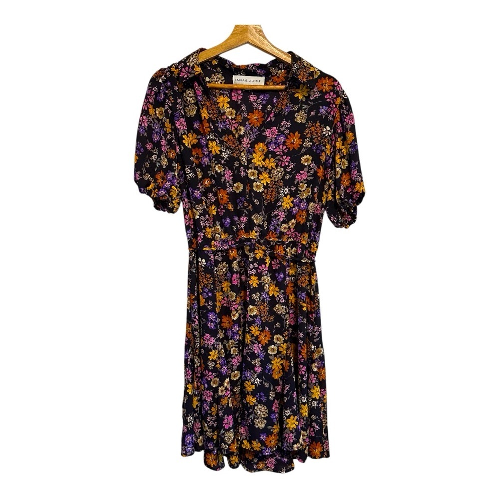 Emma & Michele Women's Navy Blue Floral Dress Size Large